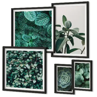 Galeria de quadros para parede com motivos de folhas verdes