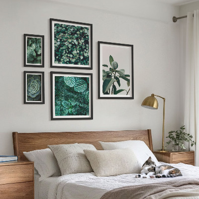 Parede galeria de quadros Motivos vegetais folhas verdes