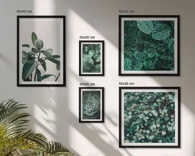 Galeria de quadros para parede com motivos de folhas verdes