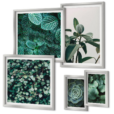 Parede galeria de quadros Motivos vegetais folhas verdes