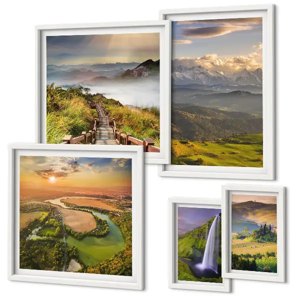 Galeria de parede paisagens de montanhas e cachoeiras