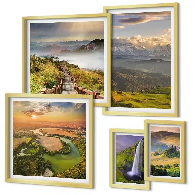 Galeria de parede paisagens de montanhas e cachoeiras