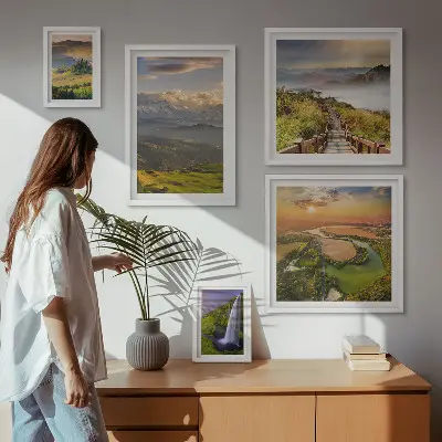 Galeria de parede paisagens de montanhas e cachoeiras
