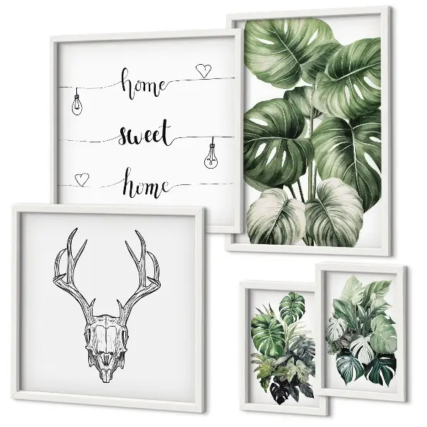 Galeria de quadros para parede motivos de plantas com elementos da natureza