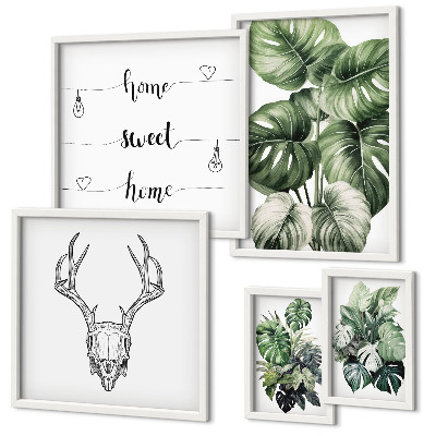Parede galeria de quadros Motivos de plantas com elementos da natureza em casa