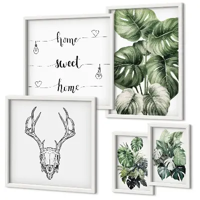 Galeria de quadros para parede motivos de plantas com elementos da natureza