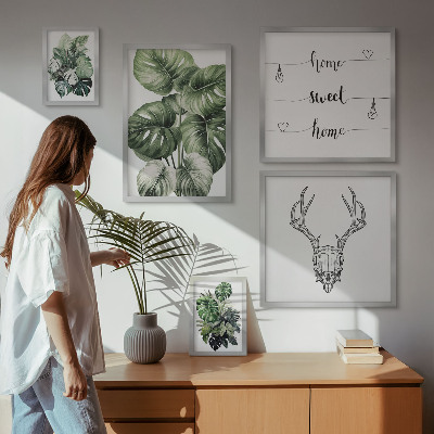 Parede galeria de quadros Motivos de plantas com elementos da natureza em casa