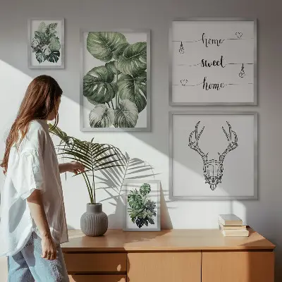 Galeria de quadros para parede motivos de plantas com elementos da natureza