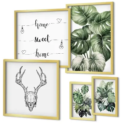 Galeria de quadros para parede motivos de plantas com elementos da natureza