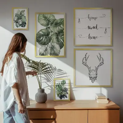 Galeria de quadros para parede motivos de plantas com elementos da natureza