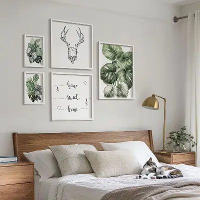 Galeria de quadros para parede motivos de plantas com elementos da natureza