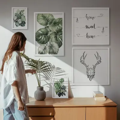 Galeria de quadros para parede motivos de plantas com elementos da natureza