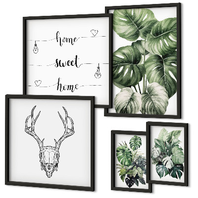 Parede galeria de quadros Motivos de plantas com elementos da natureza em casa