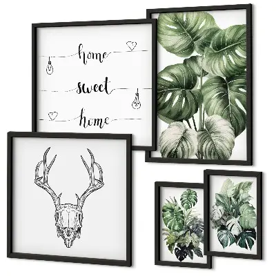 Galeria de quadros para parede motivos de plantas com elementos da natureza