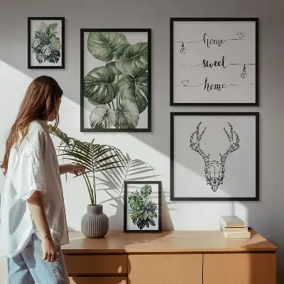 Galeria de quadros para parede motivos de plantas com elementos da natureza