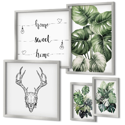 Parede galeria de quadros Motivos de plantas com elementos da natureza em casa