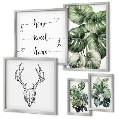 Galeria de quadros para parede motivos de plantas com elementos da natureza