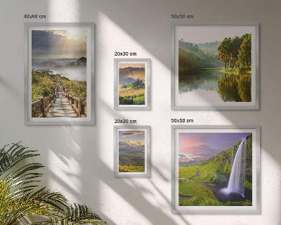 Conjunto de 5 quadros com moldura Paisagens, cachoeiras, montanhas