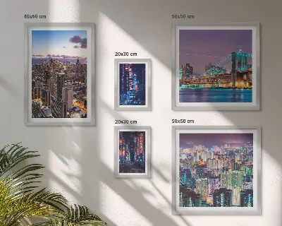 Galeria de parede paisagens noturnas com luzes de néon