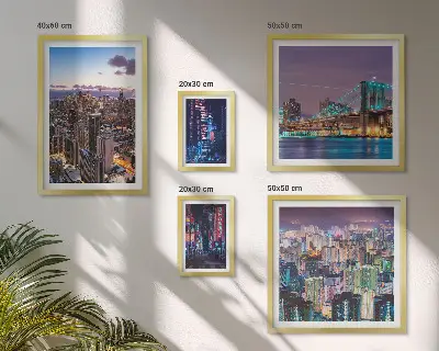 Galeria de parede paisagens noturnas com luzes de néon