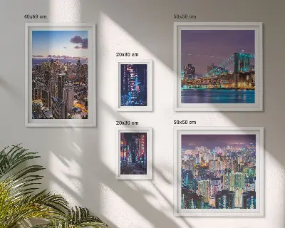 Galeria de parede paisagens noturnas com luzes de néon