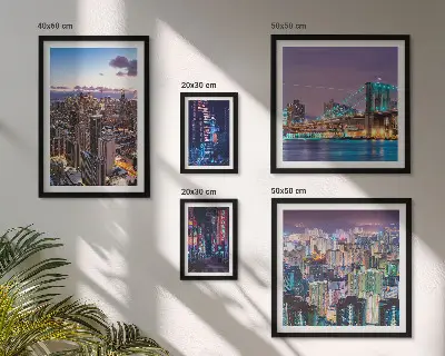 Galeria de parede paisagens noturnas com luzes de néon
