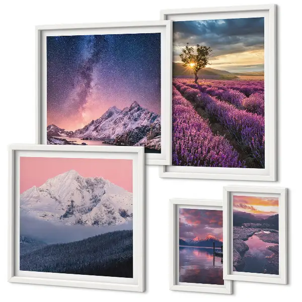 Galeria de quadros para parede paisagens naturais de montanhas com lavanda