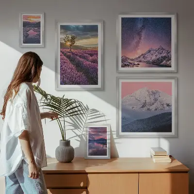 Galeria de quadros para parede paisagens naturais de montanhas com lavanda