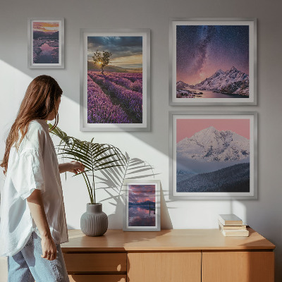 Parede galeria de quadros Paisagens naturais de montanhas de lavanda