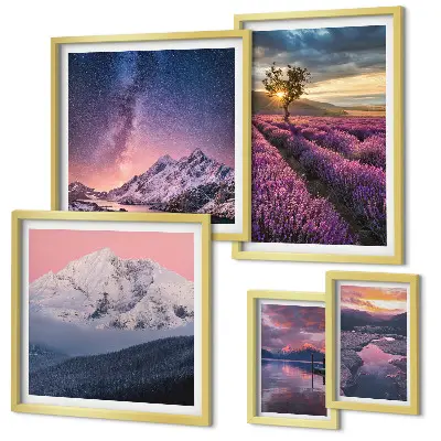 Galeria de quadros para parede paisagens naturais de montanhas com lavanda