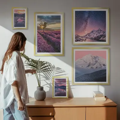 Galeria de quadros para parede paisagens naturais de montanhas com lavanda