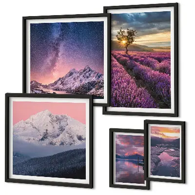 Galeria de quadros para parede paisagens naturais de montanhas com lavanda