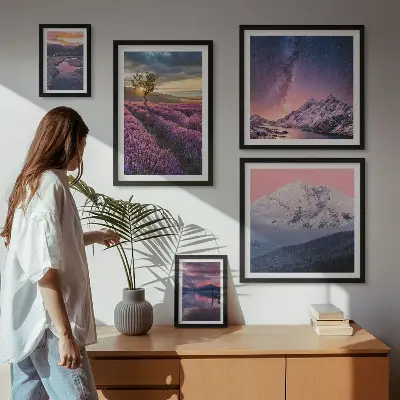 Galeria de quadros para parede paisagens naturais de montanhas com lavanda