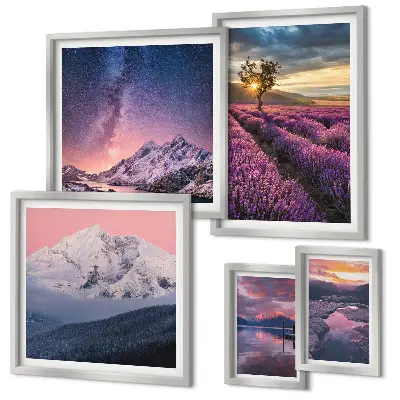 Galeria de quadros para parede paisagens naturais de montanhas com lavanda