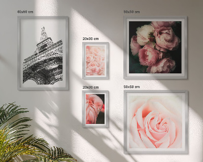 Conjunto de 5 quadros com moldura Rosas Torre Eiffel Romantismo