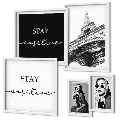 Conjunto de 5 quadros decorativos Gráficos estilosos da moda parisiense