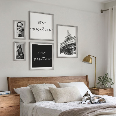 Conjunto de 5 quadros decorativos Gráficos estilosos da moda parisiense