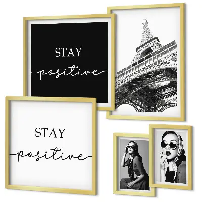 Conjunto de 5 quadros decorativos com gráficos estilosos da moda parisiense