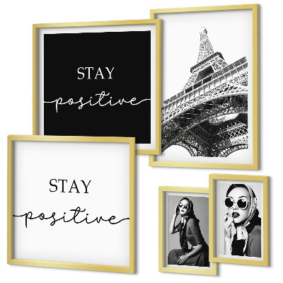 Conjunto de 5 quadros decorativos Gráficos estilosos da moda parisiense