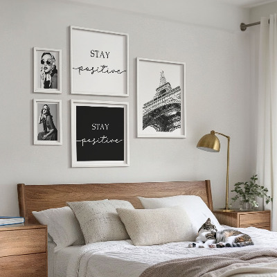 Conjunto de 5 quadros decorativos Gráficos estilosos da moda parisiense