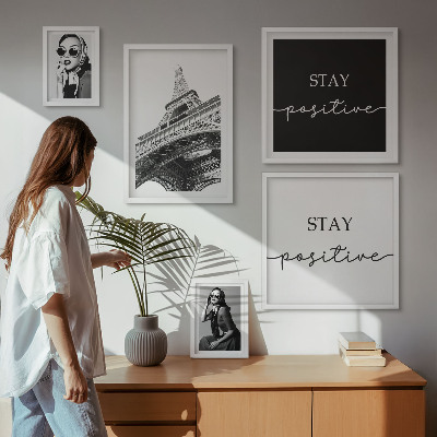 Conjunto de 5 quadros decorativos Gráficos estilosos da moda parisiense