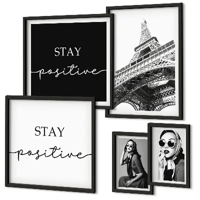 Conjunto de 5 quadros decorativos com gráficos estilosos da moda parisiense