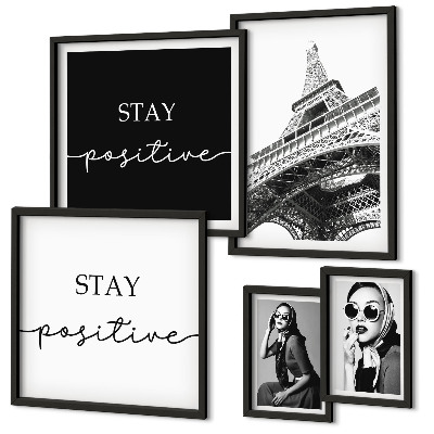 Conjunto de 5 quadros decorativos Gráficos estilosos da moda parisiense
