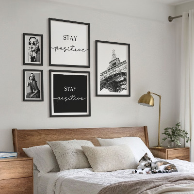 Conjunto de 5 quadros decorativos Gráficos estilosos da moda parisiense