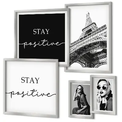 Conjunto de 5 quadros decorativos com gráficos estilosos da moda parisiense