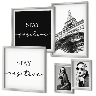 Conjunto de 5 quadros decorativos Gráficos estilosos da moda parisiense