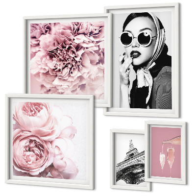 Galeria de parede Retratos elegantes de flores de rosas