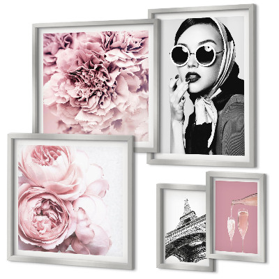 Galeria de parede Retratos elegantes de flores de rosas