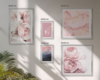Conjunto de 5 quadros com moldura Flores cor-de-rosa com um toque elegante