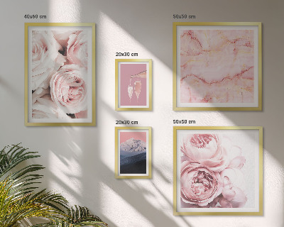 Conjunto de 5 quadros com moldura Flores cor-de-rosa com um toque elegante